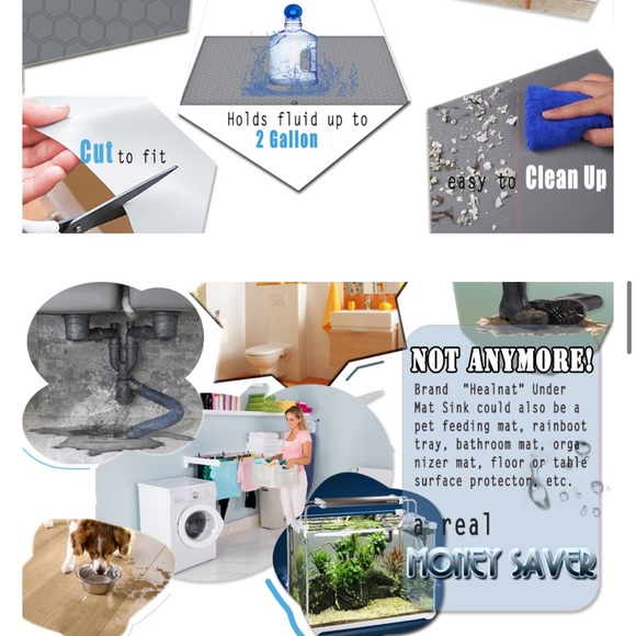 Under Sink rubber Mat for Kitchen Cabinet - 34 x 22 Inch - Picture 8 of 11